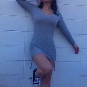 Gray dress stretchy soft material with adjustable lace on the sides